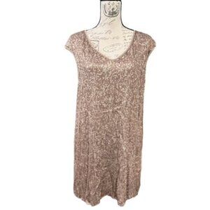 St John Couture Gold Silver Beaded Sequin Stretchy Evening Dress Size 2 RARE EUC